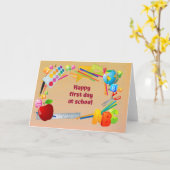 Alles Gute zum ersten Schultag Karte (Gelbe Blume)