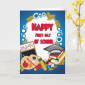 Alles Gute zum ersten Schultag Karte (Gelbe Blume)