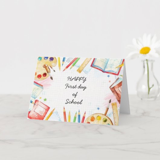 Alles Gute zum ersten Schultag Karte (Kleine Pflanze)