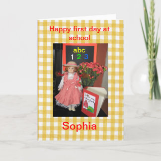 Alles Gute zum ersten Tag in der Schule Sophia-Kar Karte