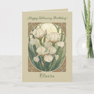 Alles Gute zum Februar-Geburtstag Iris Blumen Art  Karte