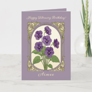 Alles Gute zum Februar-Geburtstag Viola Flowers Karte