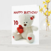 Alles- Gute zum Geburtstag10. Teddybär-Thema Karte (Gelbe Blume)