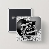 Alles Gute zum Geburtstag 100. Zahlenmuster Schwar Button (Vorne & Hinten)