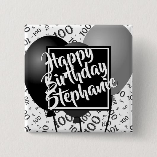 Alles Gute zum Geburtstag 100. Zahlenmuster Schwar Button (Vorderseite)