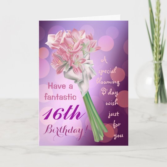 Alles Gute zum Geburtstag! 16. rosa Blumen Karte Zazzle.de