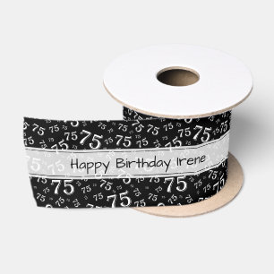 Alles Gute zum Geburtstag 75 Zahlen Muster Schwarz Satinband