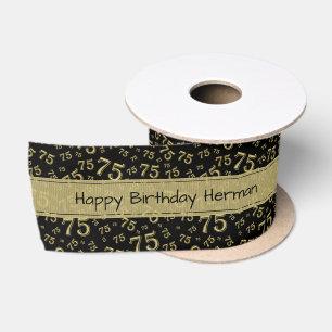 Alles Gute zum Geburtstag 75 Zahlenmuster Schwarz/ Satinband