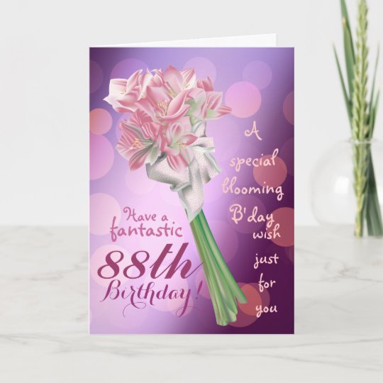 Alles Gute zum Geburtstag! - 88. rosa Blumen Karte  Zazzle.de