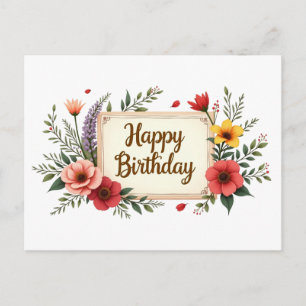Alles Gute zum Geburtstag Abstrakter Blumengarten Postkarte
