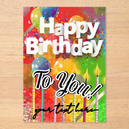 Alles Gute zum Geburtstag Acryleinladungen (Vorderseite)