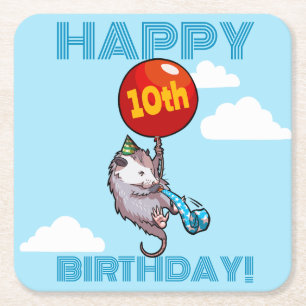 Alles Gute zum Geburtstag! Add AGE Opossum & Red B Rechteckiger Pappuntersetzer