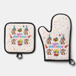 Alles Gute zum Geburtstag Affe Ofenhandschuh und T & Topflappen-Set