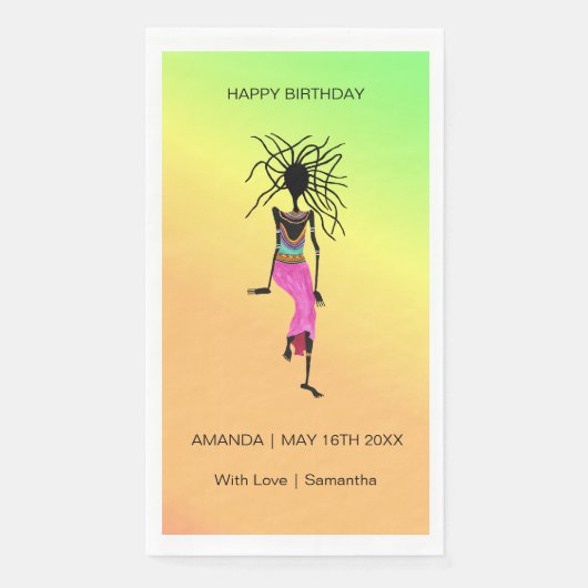 Alles Gute zum Geburtstag, afrikanische Kunsthandw Serviette (Vorderseite)