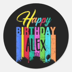 Alles Gute zum Geburtstag Alex Personalisierter Na Runder Aufkleber