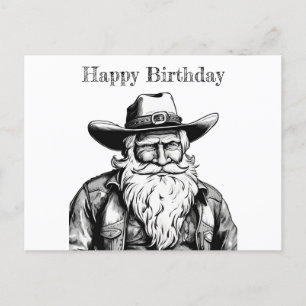 Alles Gute zum Geburtstag, alter Cowboy in Leather Postkarte