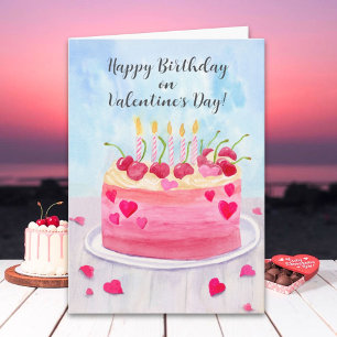 Alles Gute zum Geburtstag am Valentinstag Kirsche Karte