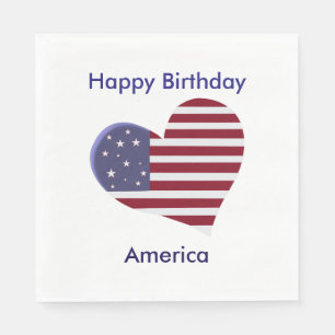Alles Gute zum Geburtstag Amerika, rotes weißes Serviette