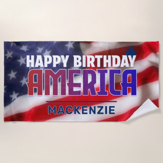 ALLES GUTE ZUM GEBURTSTAG AMERIKA STRANDTUCH