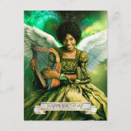 Alles Gute zum Geburtstag. Angel mit Harp Postkarte