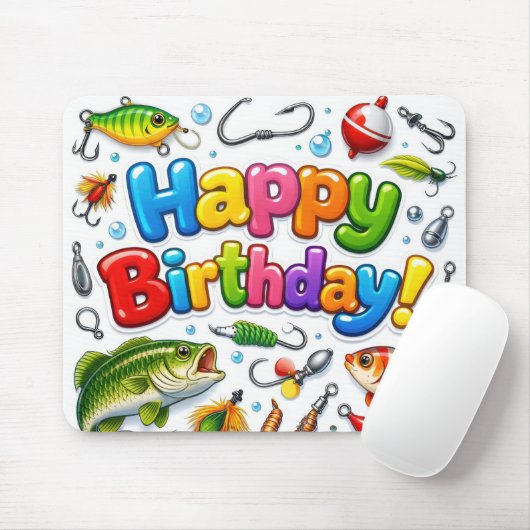 Alles Gute zum Geburtstag Angelköder und Haken Mousepad (Mit Mouse)
