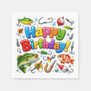 Alles Gute zum Geburtstag Angelköder und Haken Serviette