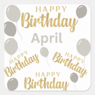 Alles Gute zum Geburtstag April Geburtstage Sticke Quadratischer Aufkleber