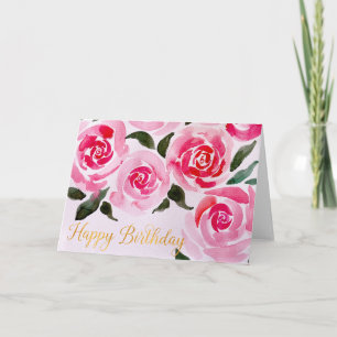 Alles Gute zum Geburtstag Aquarell-Rosen Blumen fü Karte