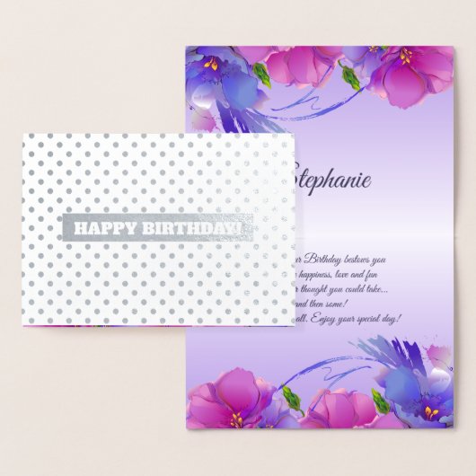 Alles Gute zum Geburtstag. Aquarellblume Luxus Folienkarte (Anzeige)