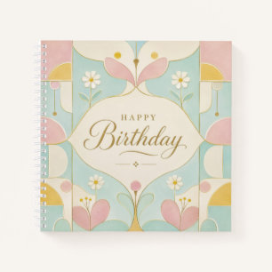 Alles Gute zum Geburtstag Art Deco Pastell Blumen Notizblock