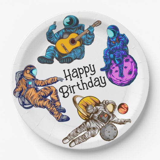 Alles Gute zum Geburtstag Astronaut Pappteller (Vorderseite)