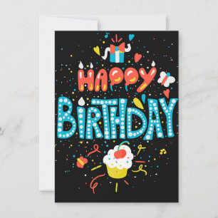 Alles Gute zum Geburtstag auf schwarz Einladung