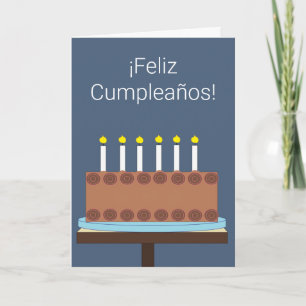 Alles Gute zum Geburtstag auf Spanisch: Blaugrau Karte