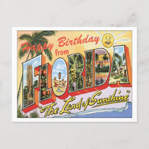 Alles Gute zum Geburtstag aus Florida vintage Grüß Postkarte
