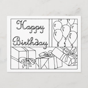 Alles Gute zum Geburtstag - Ausmal-Postkarte Postkarte
