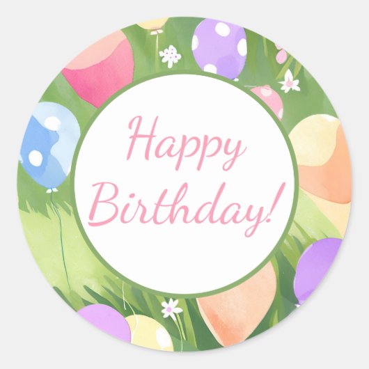 Alles Gute zum Geburtstag! Ballon Runder Aufkleber (Vorderseite)