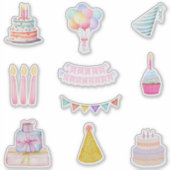 Alles Gute zum Geburtstag, Balloons, Kerzen Aufkleber (Vorderseite)