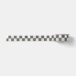 'Alles Gute zum Geburtstag' Beige Schwarz Minimali Satinband