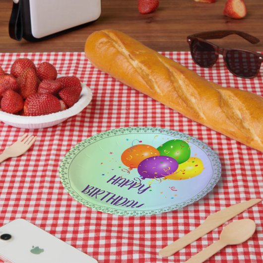 Alles Gute zum Geburtstag, beliebtes Design, Pappteller (Picknick)