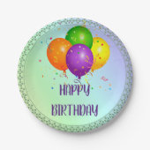 Alles Gute zum Geburtstag, beliebtes Design, Pappteller (Vorderseite)