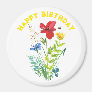 Alles Gute zum Geburtstag Bemalte Florale Land Ges Magnet