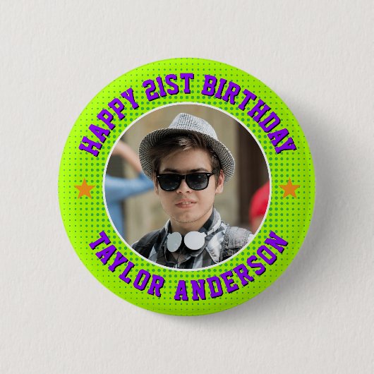 Alles Gute zum Geburtstag Benutzerdefiniertes Foto Button (Vorderseite)