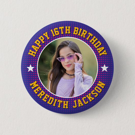 Alles Gute zum Geburtstag Benutzerdefiniertes Foto Button (Vorderseite)