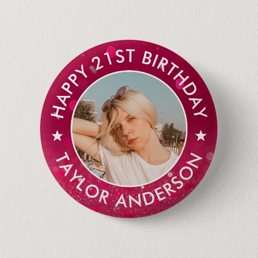 Alles Gute zum Geburtstag Benutzerdefiniertes Foto Button (Vorderseite)