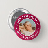 Alles Gute zum Geburtstag Benutzerdefiniertes Foto Button (Vorne & Hinten)