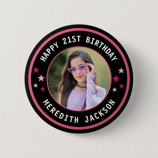 Alles Gute zum Geburtstag Benutzerdefiniertes Foto Button (Vorderseite)