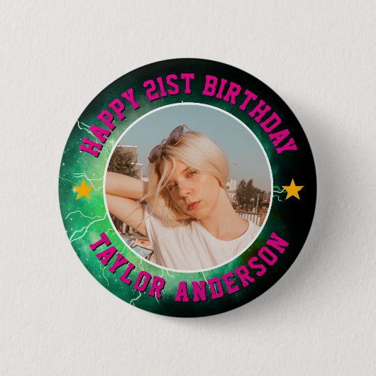 Alles Gute zum Geburtstag Benutzerdefiniertes Foto Button (Vorderseite)