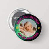 Alles Gute zum Geburtstag Benutzerdefiniertes Foto Button (Vorne & Hinten)