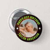 Alles Gute zum Geburtstag Benutzerdefiniertes Foto Button (Vorne & Hinten)