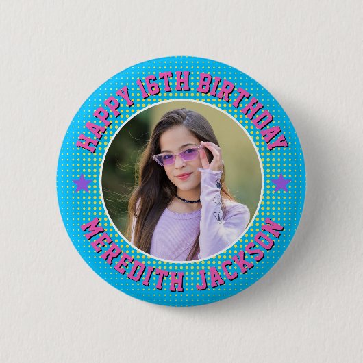 Alles Gute zum Geburtstag Benutzerdefiniertes Foto Button (Vorderseite)
